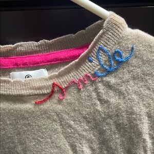 Sundry Women's Sweater- Beige With Blue And Pink Details